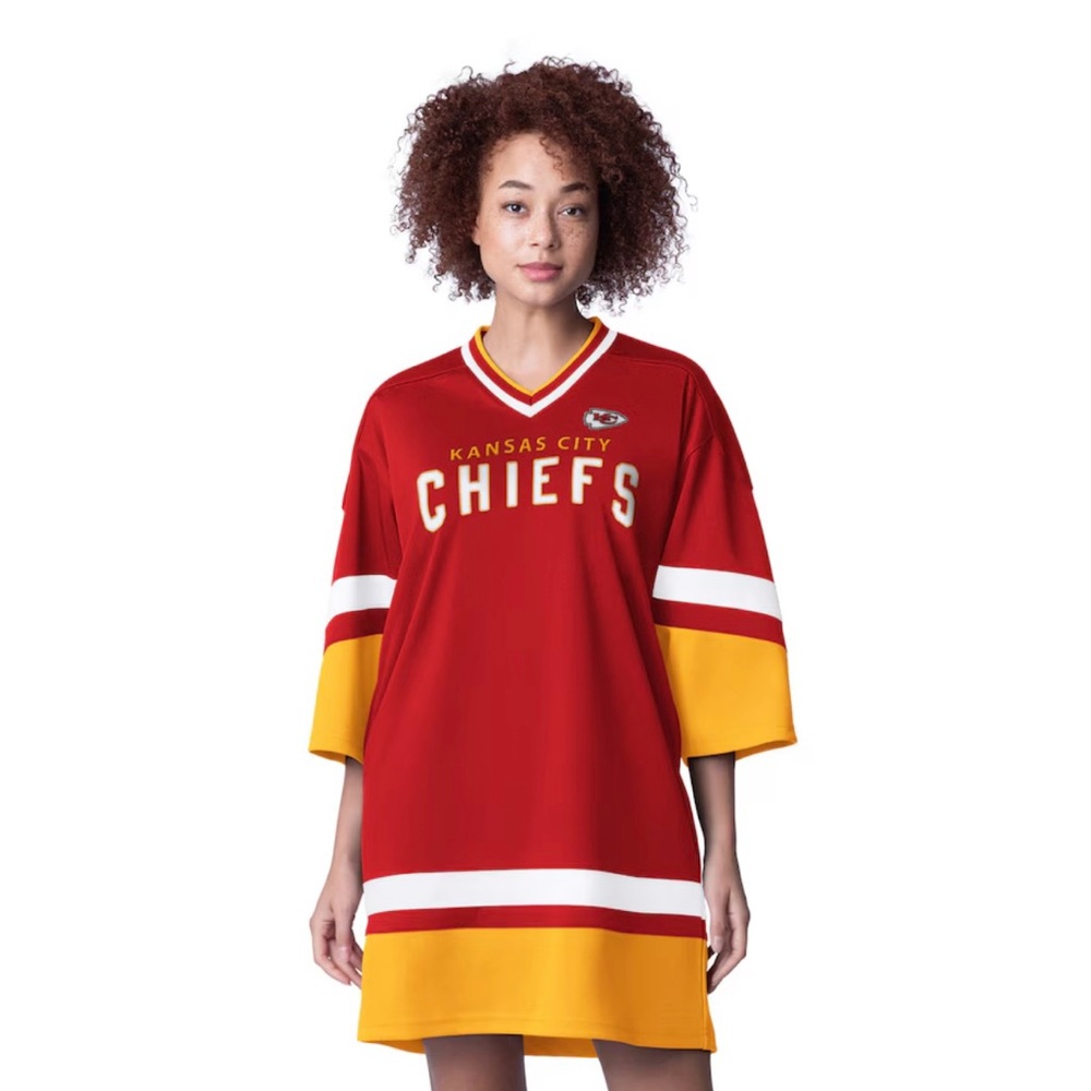 Kansas City Chiefs Red Starter Dress 3/4 Sleeve Slap Shot Sneaker Dress Small